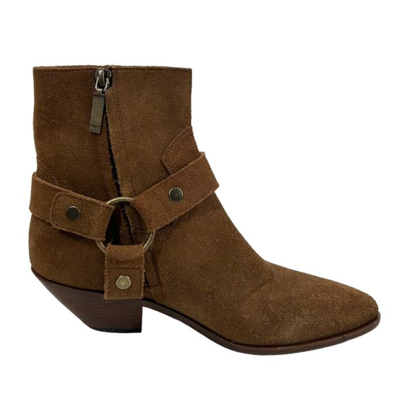 Yves Saint Laurent Wyatt Brown Suede Harness Boots - Picture 4 of 15